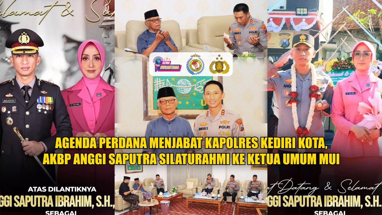 Agenda Perdana Menjabat Kapolres Kediri Kota, AKBP Anggi Saputra Silaturahmi ke Ketua Umum MUI