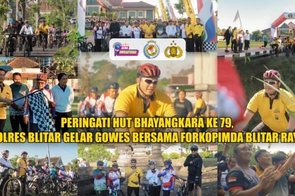 Peringati HUT Bhayangkara ke 79, Polres Blitar Gelar Gowes Bersama Forkopimda Blitar Raya