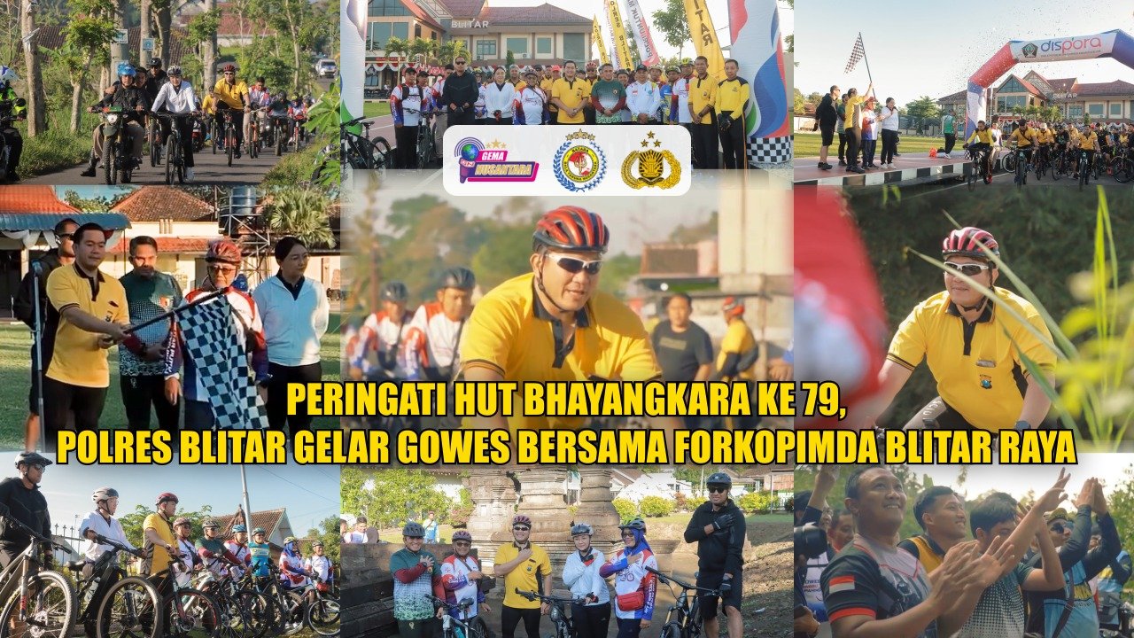 Peringati HUT Bhayangkara ke 79, Polres Blitar Gelar Gowes Bersama Forkopimda Blitar Raya
