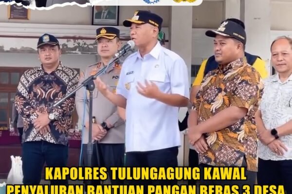 Kapolres Tulungagung Kawal Penyaluran Bantuan Pangan Beras 3 Desa