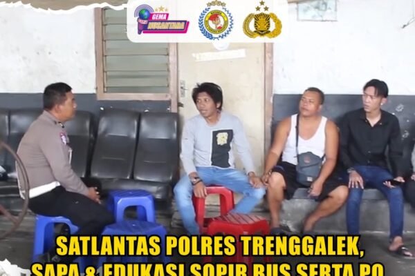 Satlantas Polres Trenggalek, Sapa & Edukasi Sopir Bus Serta PO