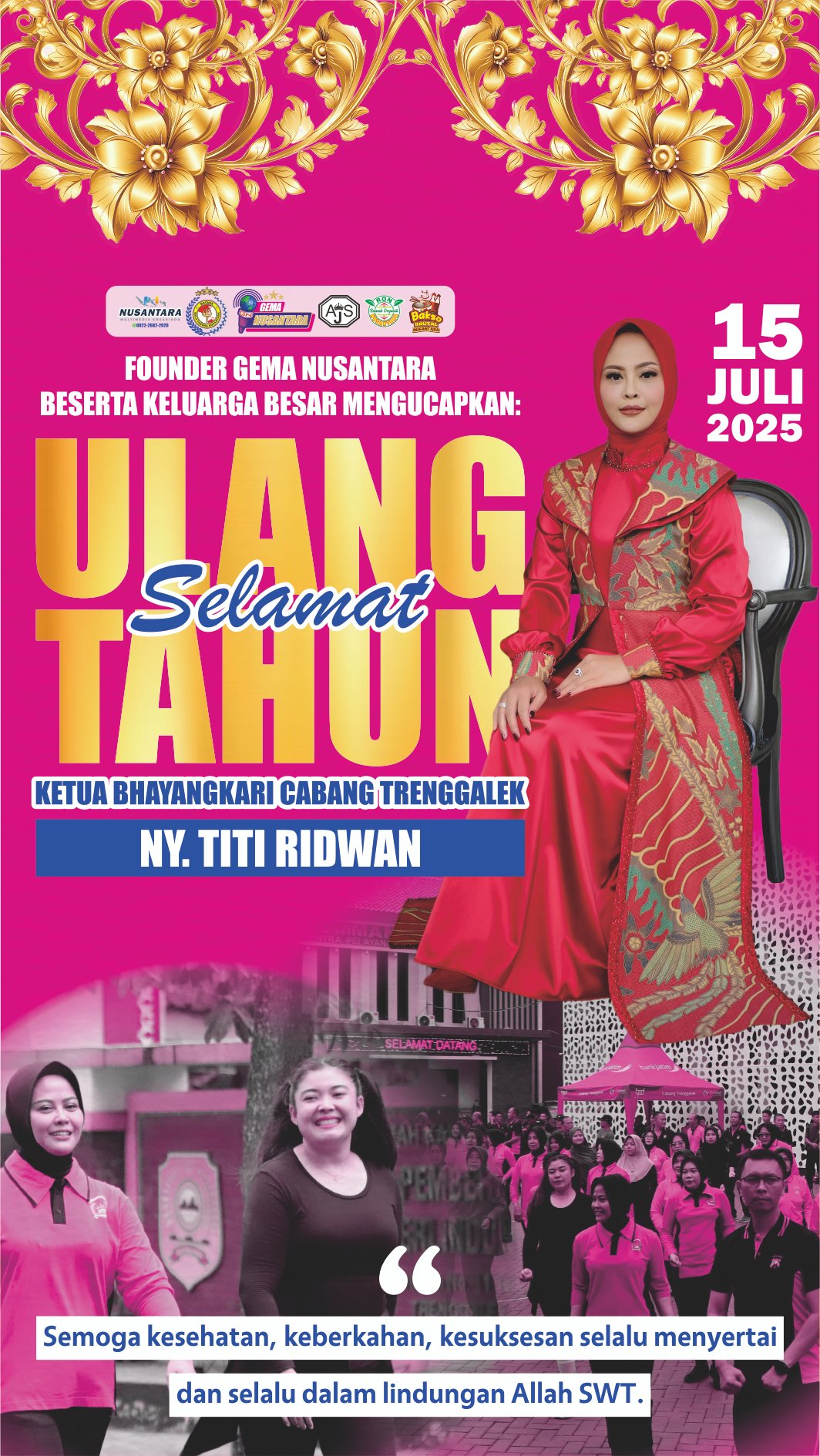Founder Gema Nusantara Mengucapkan Selamat Ulang Tahun Kepada Ny. Titi Ridwan