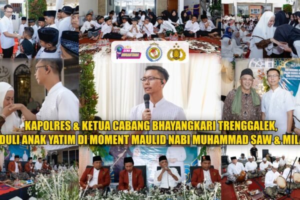 Kapolres & Ketua Cabang Bhayangkari Trenggalek, Peduli Anak Yatim di Moment Maulid Nabi Muhammad SAW & Milad