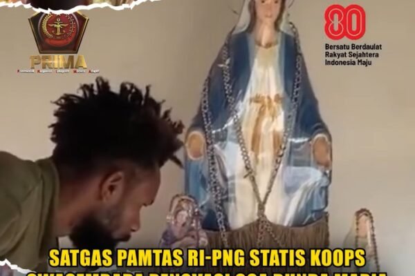 Satgas Pamtas RI-PNG Statis Koops Swasembada Renovasi Goa Bunda Maria Boven Digoel