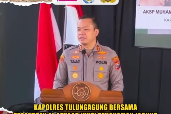 Kapolres Tulungagung Bersama Pesantren Al Azhaar Ikuti Penanaman Jagung Polri Bersama Santri Serentak Se – Jawa Timur