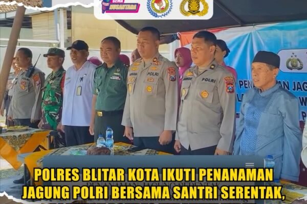 Polres Blitar Kota Ikuti Penanaman Jagung Polri Bersama Santri Serentak, Di Lahan Ponpes Kepanjen Kidul