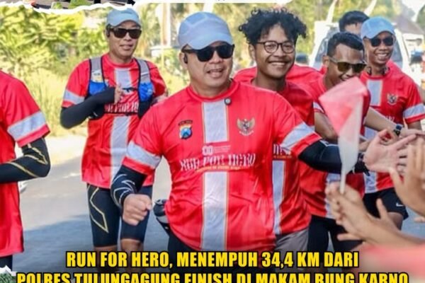 Run For Hero, Menempuh 34,4 Km Dari Polres Tulungagung Finish Di Makam Bung Karno
