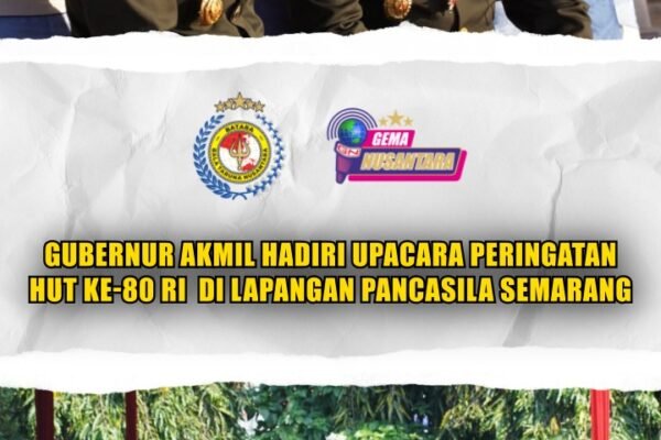 Gubernur Akmil Hadiri Upacara Peringatan HUT ke-80 RI  di Lapangan Pancasila Semarang