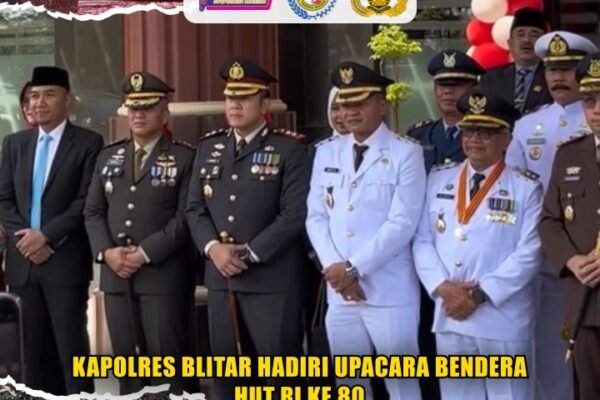 Kapolres Blitar Hadiri Upacara Bendera HUT RI ke 80