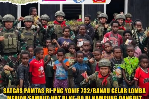Satgas Pamtas RI-PNG Yonif 732/Banau Gelar Lomba Meriah Sambut HUT RI ke-80 di Kampung Dangbet
