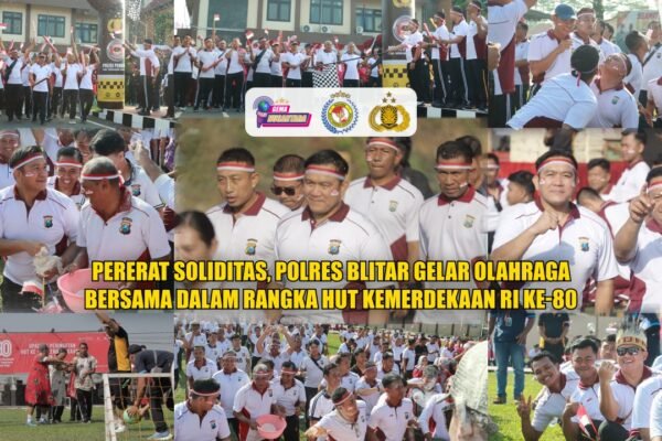 Pererat Soliditas, Polres Blitar Gelar Olahraga Bersama dalam Rangka HUT Kemerdekaan RI ke-80