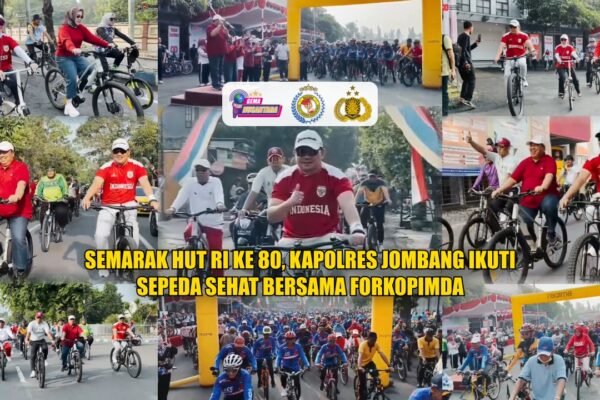 Semarak HUT RI ke 80, Kapolres Jombang Ikuti Sepeda Sehat Bersama Forkopimda