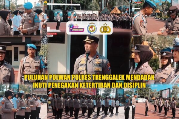 Puluhan Polwan Polres Trenggalek Mendadak Ikuti Penegakan Ketertiban dan Disiplin.