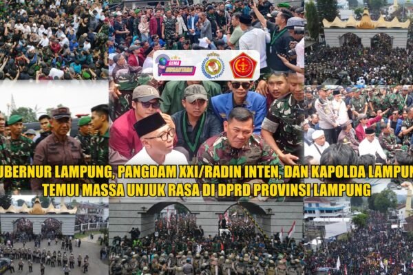 GUBERNUR LAMPUNG, PANGDAM XXI/RADIN INTEN, DAN KAPOLDA LAMPUNG TEMUI MASSA UNJUK RASA DI DPRD PROVINSI LAMPUNG
