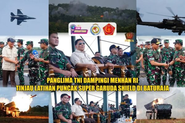 Panglima TNI Dampingi Menhan RI Tinjau Latihan Puncak Super Garuda Shield di Baturaja