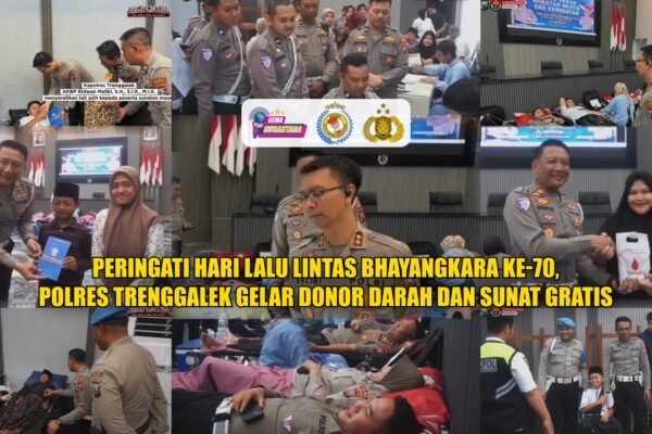Peringati Hari Lalu Lintas Bhayangkara ke-70, Polres Trenggalek Gelar Donor Darah dan Sunat Gratis