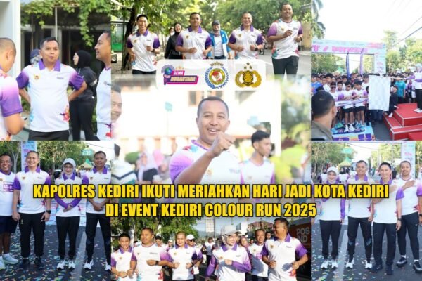 Kapolres Kediri Ikuti Meriahkan Hari Jadi Kota Kediri di Event Kediri Colour Run 2025