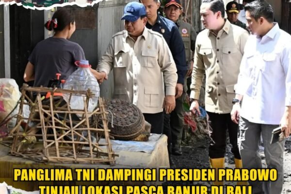 Panglima TNI Dampingi Presiden Prabowo Tinjau Lokasi Pasca Banjir di Bali