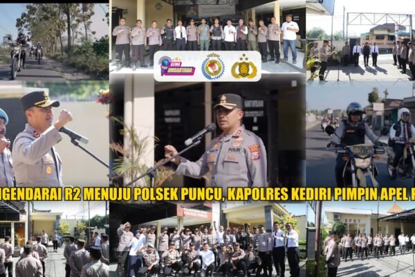 Mengendarai R2 Menuju Polsek Puncu, Kapolres Kediri Pimpin Apel Pagi