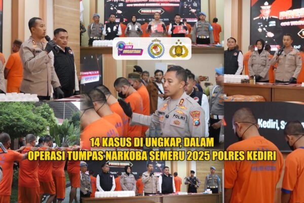 14 Kasus Di ungkap, Dalam Operasi Tumpas Narkoba Semeru 2025 Polres Kediri