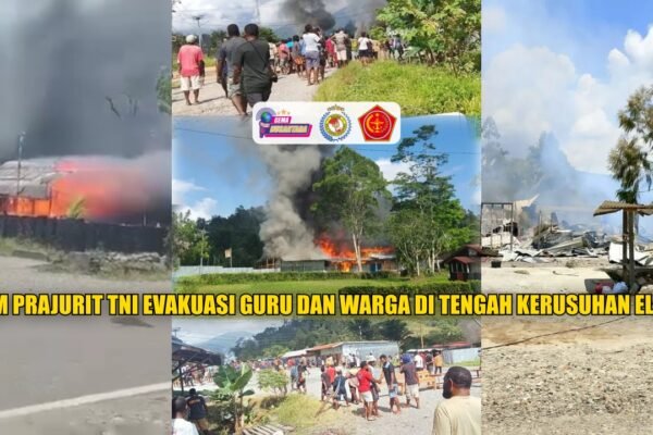 Enam Prajurit TNI Evakuasi Guru dan Warga ditengah Kerusuhan Elelim