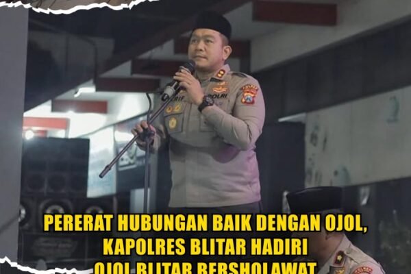 Pererat Hubungan Baik Dengan Ojol, Kapolres Blitar Hadiri Ojol Blitar Bersholawat