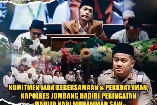 Komitmen Jaga Kebersamaan & Perkuat Iman, Kapolres Jombang Hadiri Peringatan Maulid Nabi Muhammad SAW
