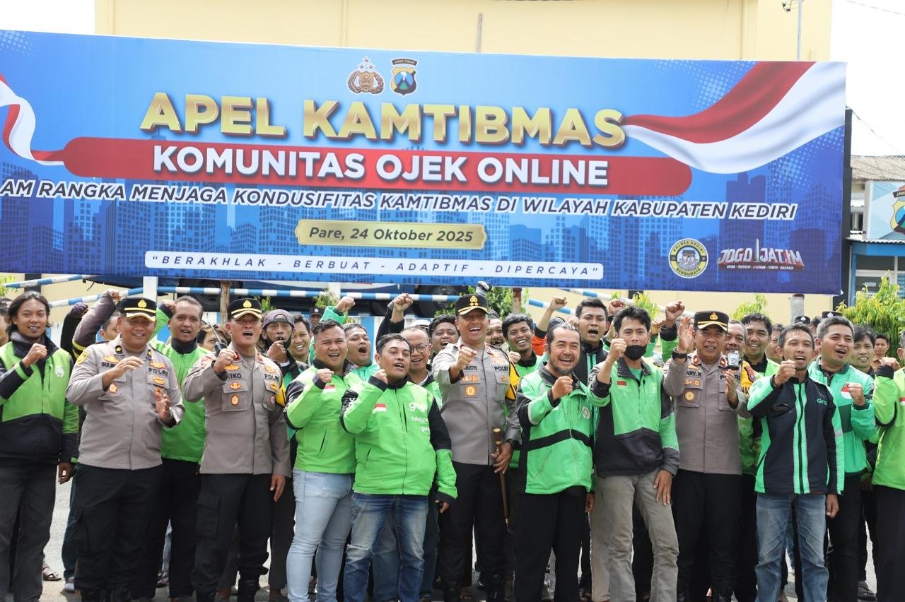 Apel Ojol Kamtibmas di Polres Kediri, Gandeng Pengemudi OJol Jadi Pelopor Kamtibmas