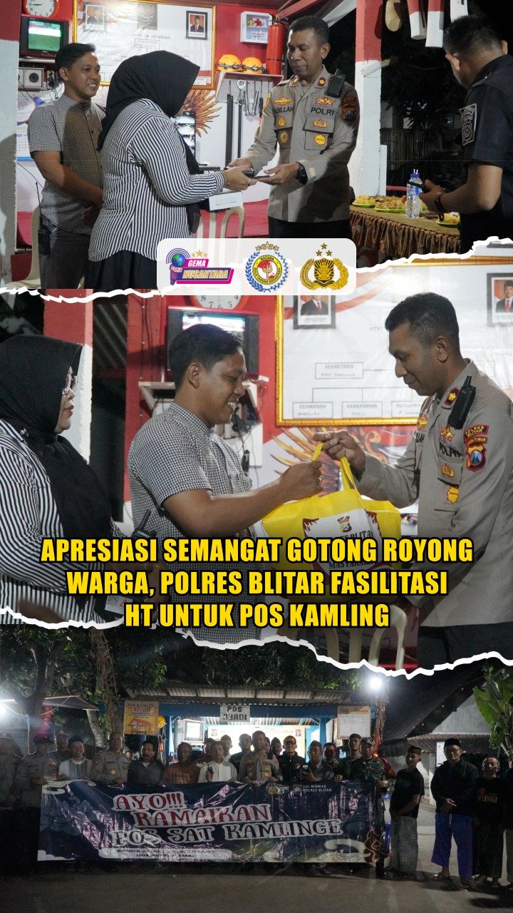 Apresiasi Semangat Gotong Royong Warga, Polres Blitar Fasilitasi HT Untuk Pos Kamling