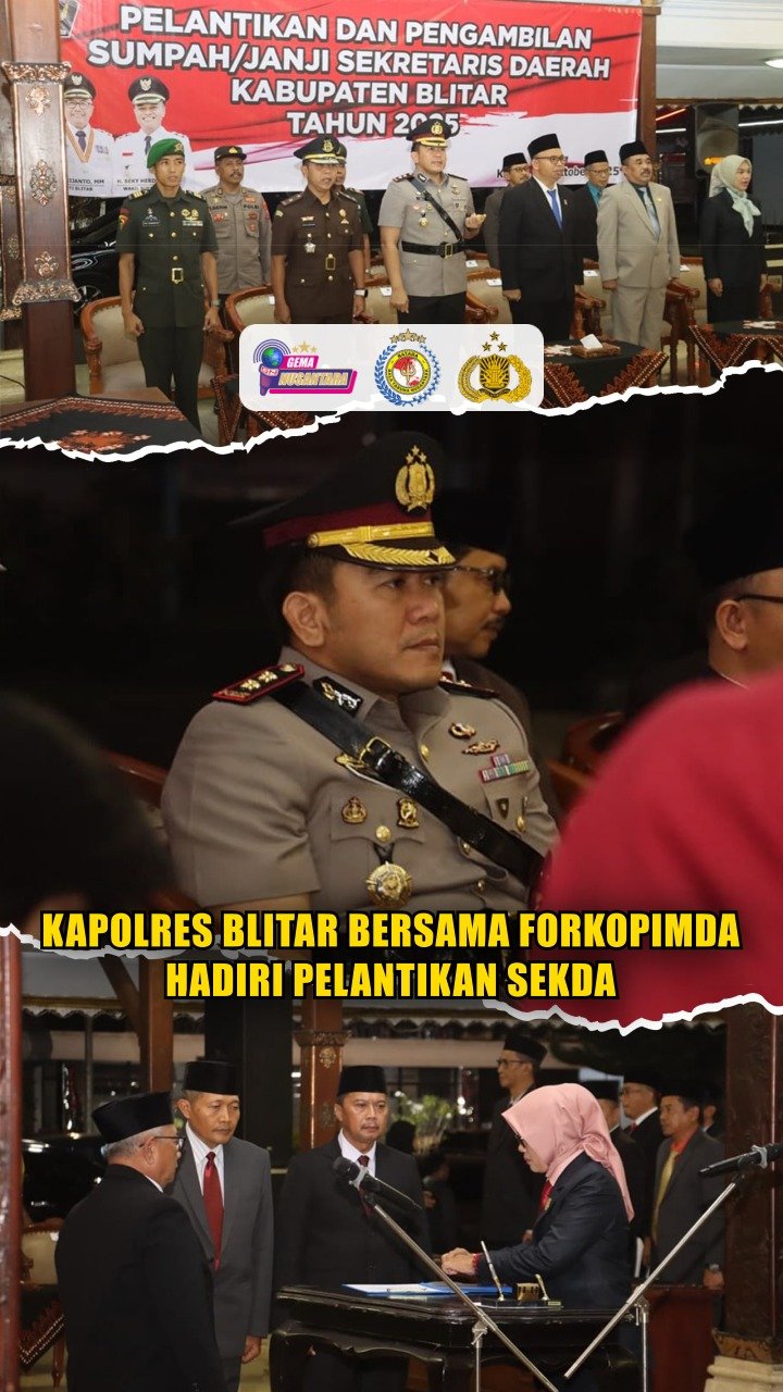 Kapolres Blitar Bersama Forkopimda Hadiri Pelantikan SEKDA