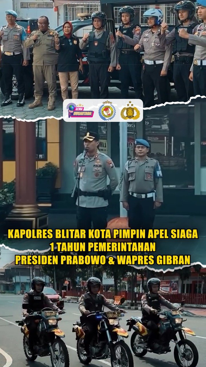 Kapolres Blitar Kota Pimpin Apel Siaga 1 tahun Pemerintahan Presiden Prabowo & Wapres Gibran
