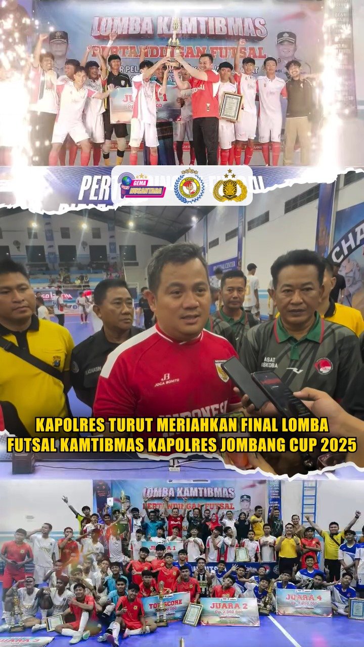 Kapolres Turut Meriahkan Final Lomba Futsal Kamtibmas Kapolres Jombang Cup 2025