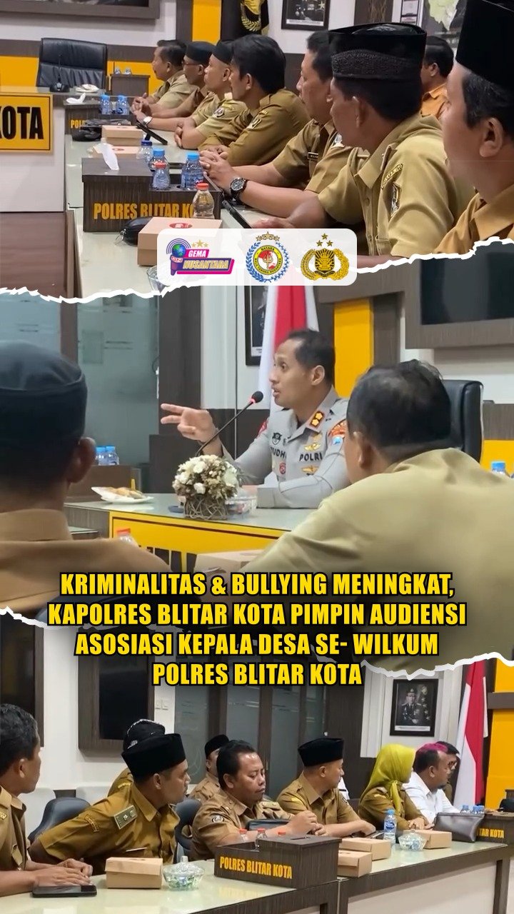 Kriminalitas & Bullying Meningkat, Kapolres Blitar Kota Pimpin Audiensi Asosiasi Kepala Desa Se- Wilkum Polres Blitar Kota