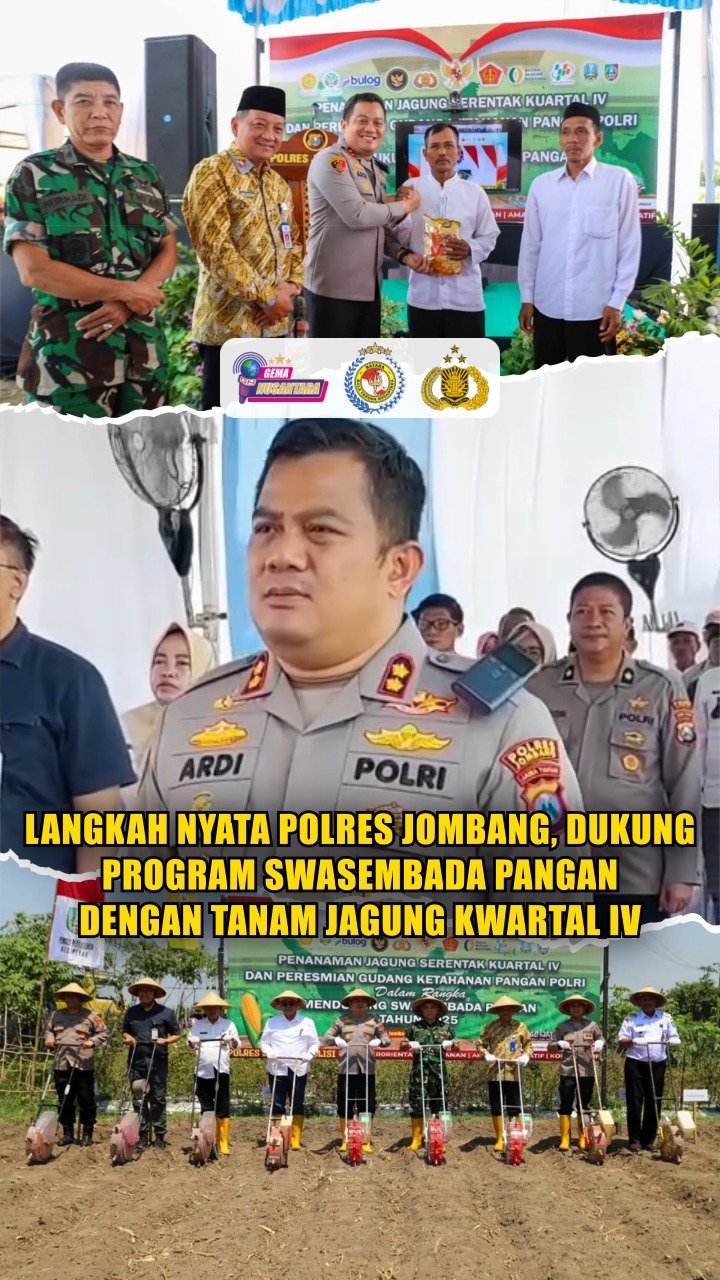 Langkah Nyata Polres Jombang, Dukung Program Swasembada Pangan Dengan Tanam Jagung Kwartal IV
