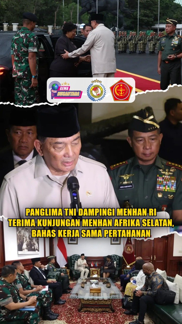 Panglima TNI Dampingi Menhan RI Terima Kunjungan Menhan Afrika Selatan, Bahas Kerja Sama Pertahanan
