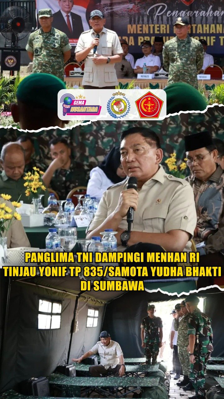 Panglima TNI Dampingi Menhan RI Tinjau Yonif TP 835Samota Yudha Bhakti di Sumbawa