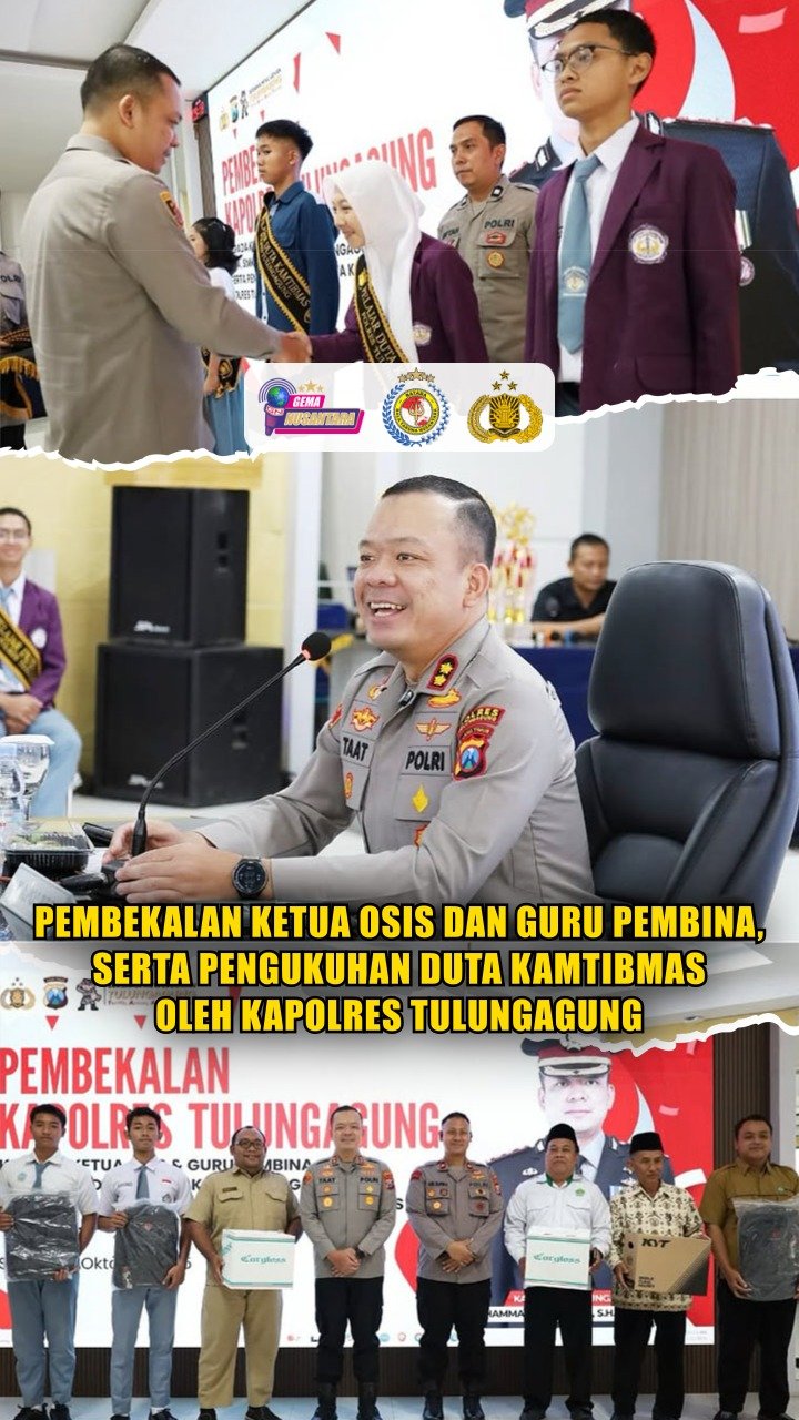 Pembekalan Ketua Osis Dan Guru Pembina, Serta Pengukuhan Duta Kamtibmas Oleh Kapolres Tulungagung
