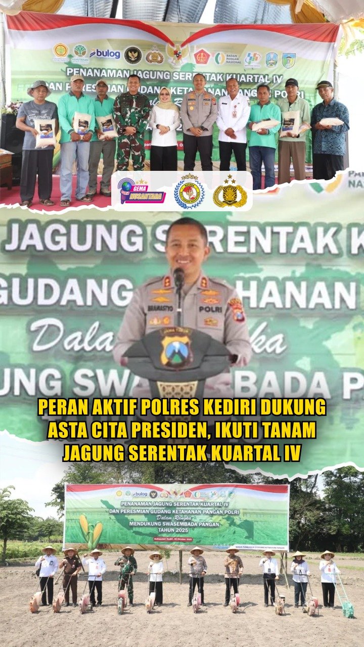 Peran Aktif Polres Kediri Dukung Asta Cita Presiden, Ikuti Tanam Jagung Serentak Kuartal IV