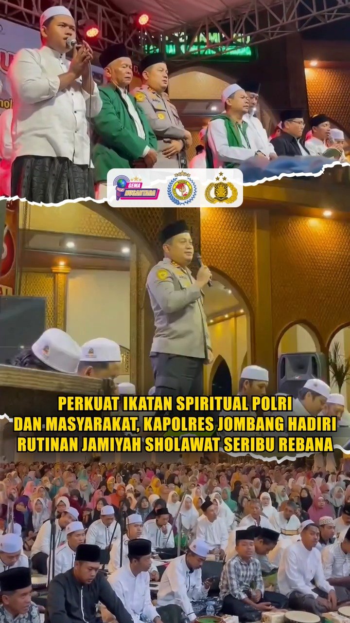 Perkuat Ikatan Spiritual Polri Dan Masyarakat, Kapolres Jombang Hadiri Rutinan Jamiyah Sholawat Seribu Rebana