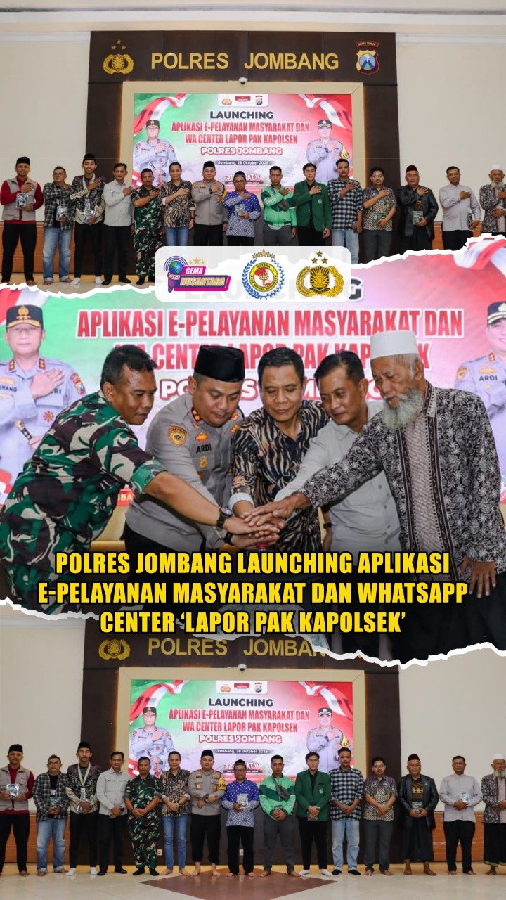 Polres Jombang Launching Aplikasi E-Pelayanan Masyarakat dan WhatsApp Center ‘Lapor Pak Kapolsek’