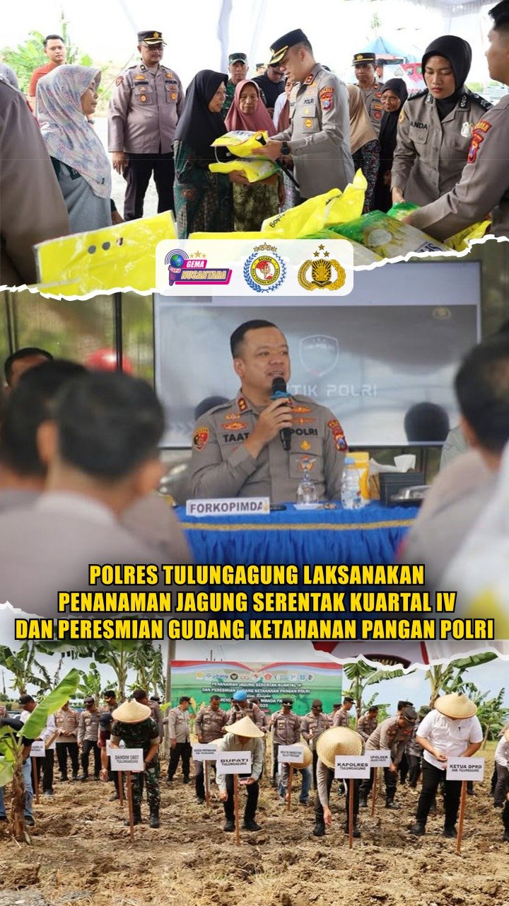 Polres Tulungagung Laksanakan Penanaman Jagung Serentak Kuartal IV dan Peresmian Gudang Ketahanan Pangan Polri