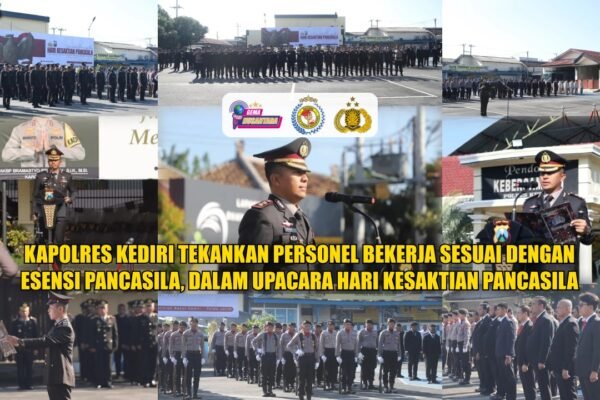 Kapolres Kediri Tekankan Personel Bekerja Sesuai Dengan Esensi Pancasila, Dalam Upacara Hari Kesaktian Pancasila
