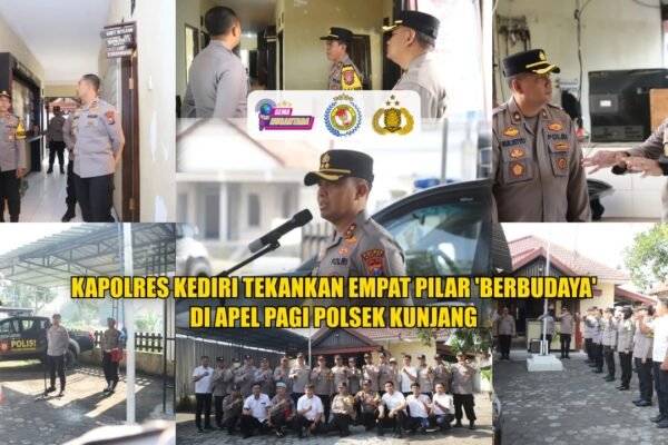 Kapolres Kediri Tekankan Empat Pilar ‘Berbudaya’ di Apel Pagi Polsek Kunjang