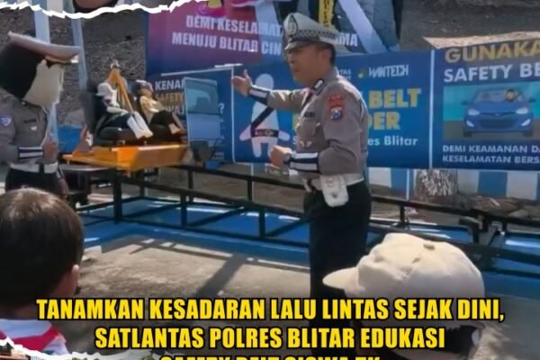 Tanamkan Kesadaran Lalu Lintas Sejak Dini, Satlantas Polres Blitar Edukasi Safety Belt Siswa TK