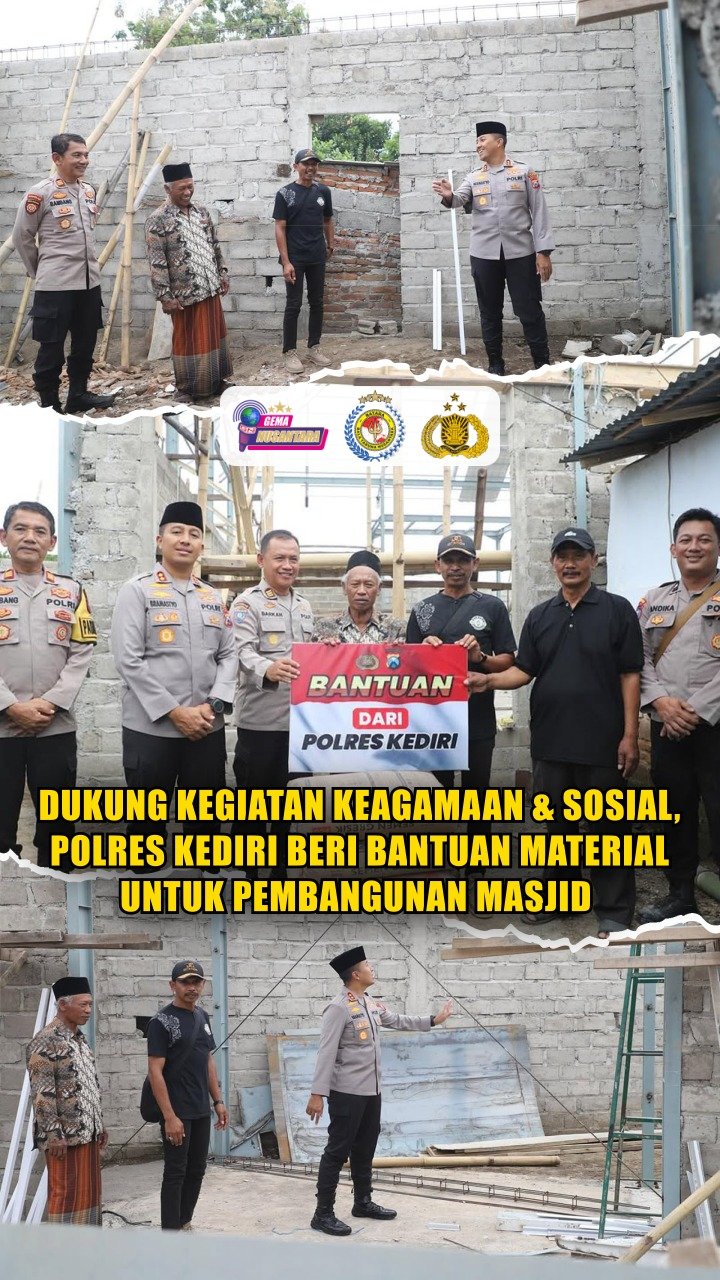 Dukung Kegiatan Keagamaan & Sosial, Polres Kediri Beri Bantuan Material untuk Pembangunan Masjid