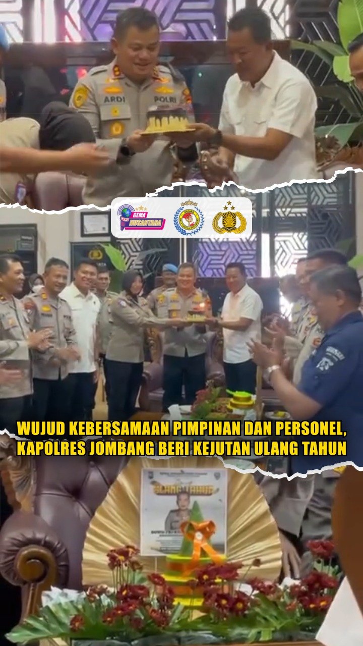 Wujud Kebersamaan Pimpinan Dan Personel, Kapolres Jombang Beri Kejutan Ulang Tahun