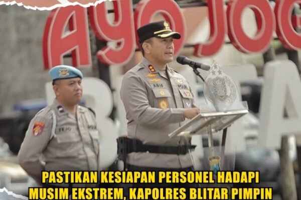 Pastikan Kesiapan Personel Hadapi Musim Ekstrem, Kapolres Blitar Pimpin Apel Kesiap siagaan Tanggap Darurat Bencana