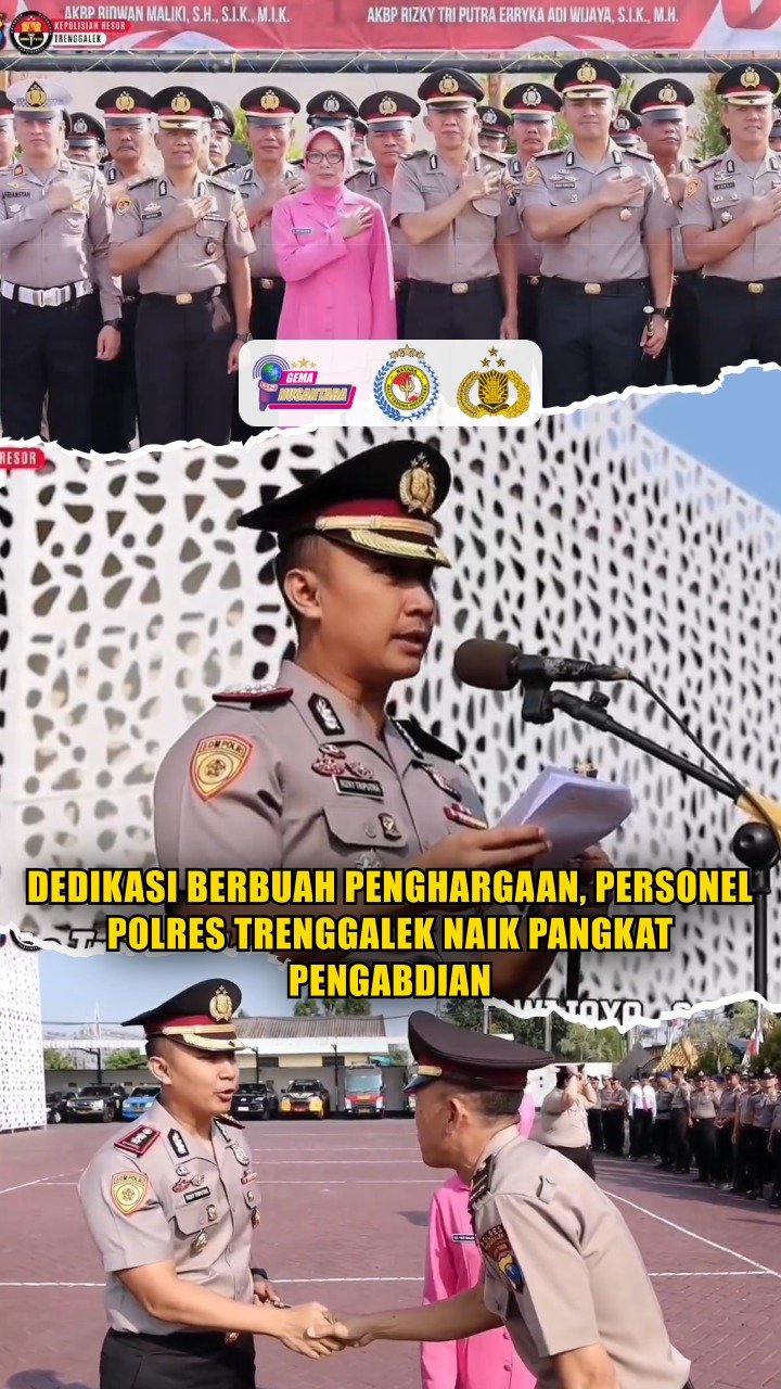 Dedikasi Berbuah Penghargaan, Personel Polres Trenggalek Naik Pangkat Pengabdian