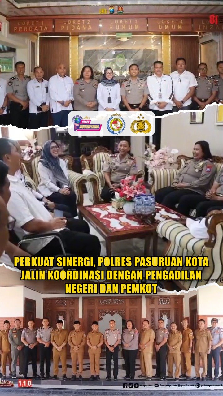 Perkuat Sinergi, Polres Pasuruan Kota Jalin Koordinasi dengan Pengadilan Negeri dan Pemkot