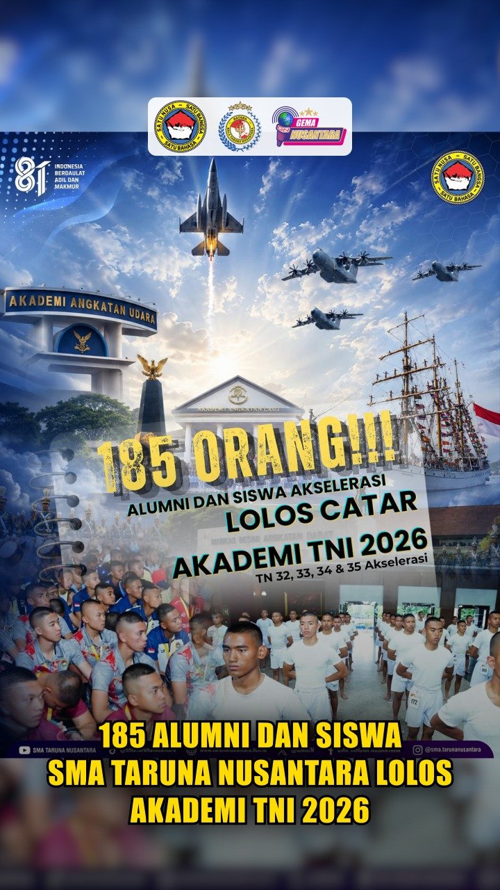 185 Alumni dan Siswa SMA Taruna Nusantara Lolos Akademi TNI 2026